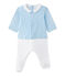 Tutina per bebé maschio doppio tessuto blu TOUDOU/bianco ECUME