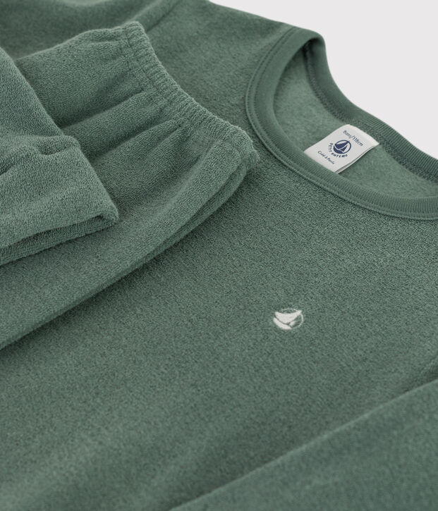 Pigiama in spugna bouclette grattata per bimba/bimbo verde