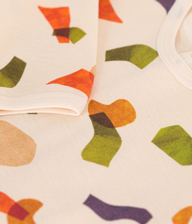 Pigiama fantasia in cotone beb&egrave; ecru/multicolore