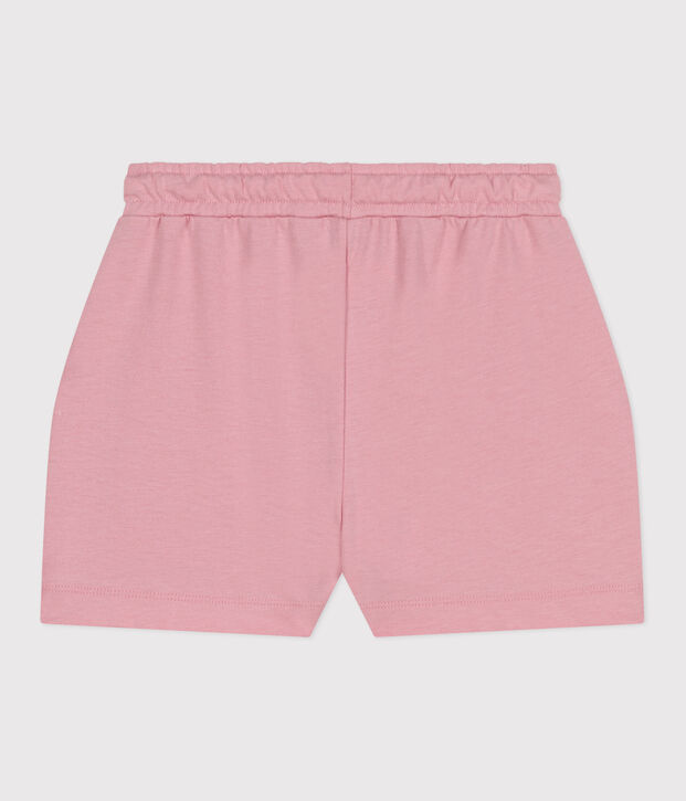 Shorts in cotone tinta unita bambina rosa