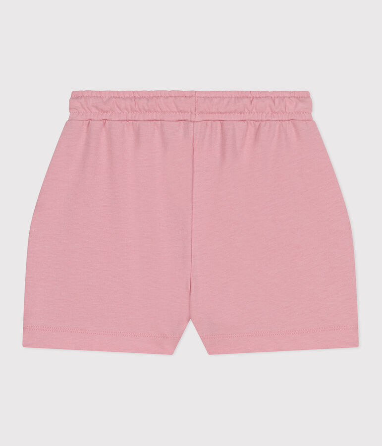 Shorts in cotone tinta unita bambina rosa