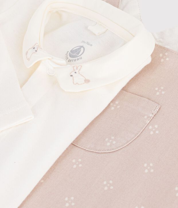 Set salopette e body con colletto in cotone tinta unita neonato multicolore