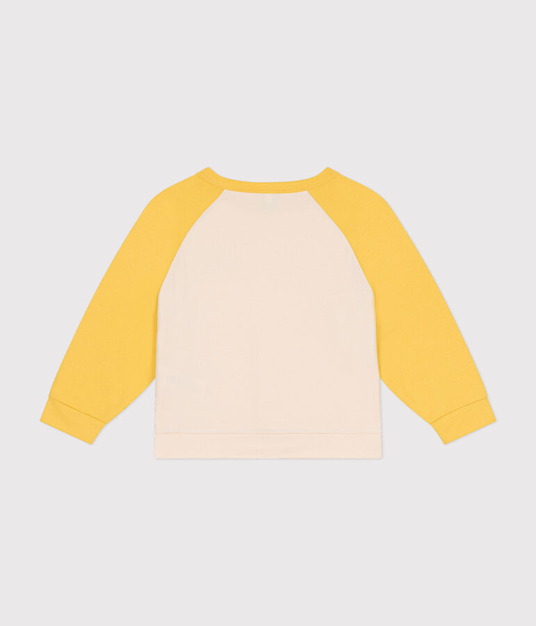 Maglia in leggero tessuto felpato bambino ecru/giallo