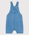 Salopette corta bebè in denim biologico leggero blu DENIM CLAIR