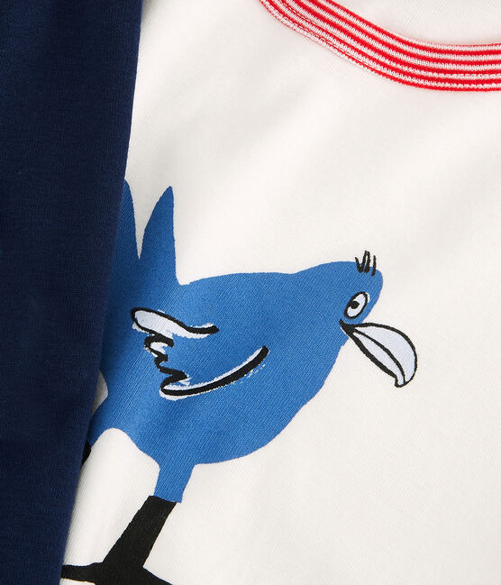 Pigiama con fantasia pulcino bambino in cotone biologico blu BRASIER/bianco MULTICO