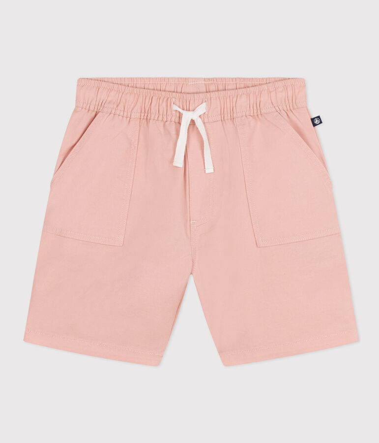 Shorts in twill di cotone e lino bambino rosa