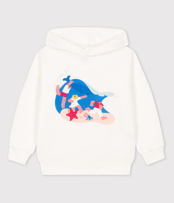 Felpa bambino Petit Bateau x Water Family bianco MARSHMALLOW