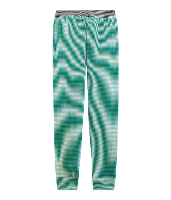 Pantalone per pigiama bambino verde PIVERT/bianco MARSHMALLOW