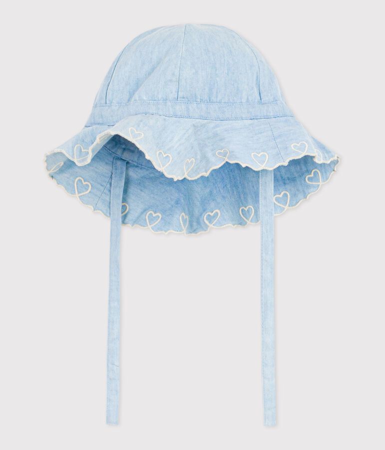 Cappellino in chambray neonata blu