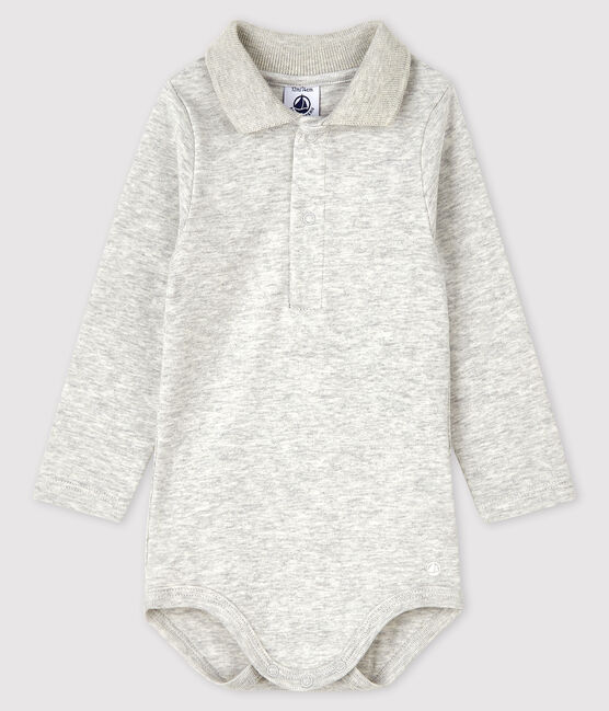 Body manica lunga colletto a polo bebè grigio BELUGA CHINE