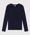 T-shirt Iconica a maniche lunghe a coste tinta unita donna blu SMOKING