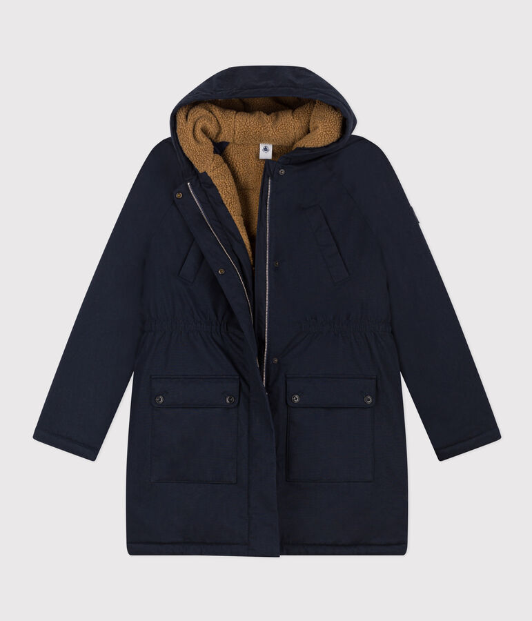 Parka foderato in sherpa per donna blu