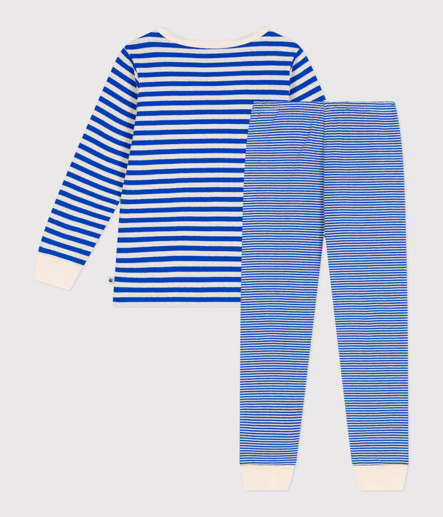 Pigiama in tubique a righe bambino blu/ecru
