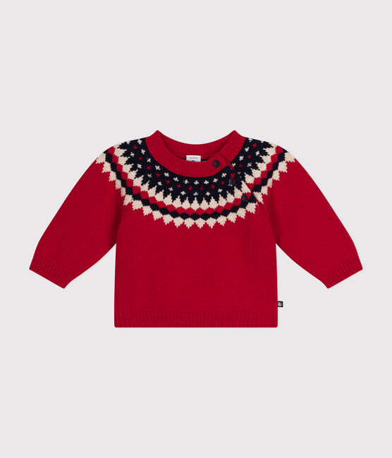 Maglione in maglia con lana neonato rosso STOP/ MULTICO