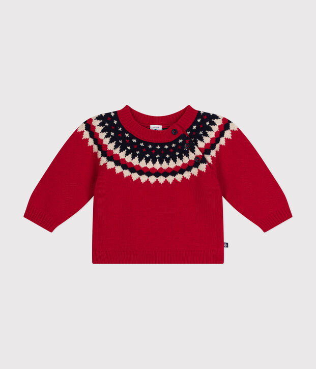 Maglione in maglia con lana neonato rosso/multicolore