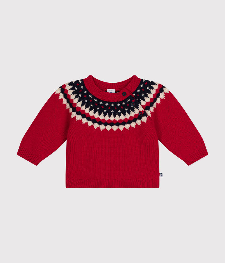 Maglione in maglia con lana neonato rosso/multicolore