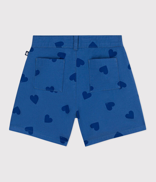Shorts in cotone a cuori bambina blu/blu
