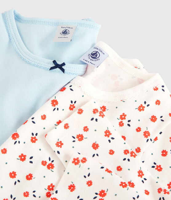 Confezione da 2 t-shirt bambina a maniche lunghe a fiori in cotone biologico variante 1