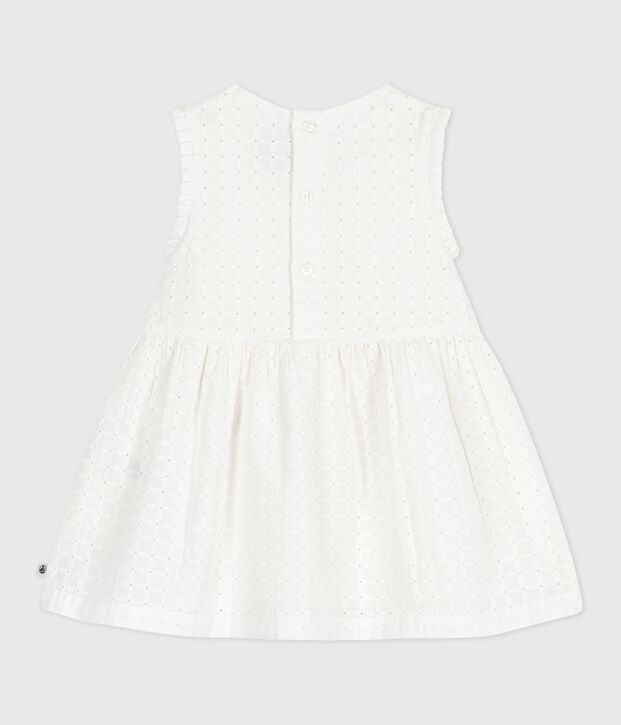 Abito senza maniche in sangallo di cotone bianco neonato bianco