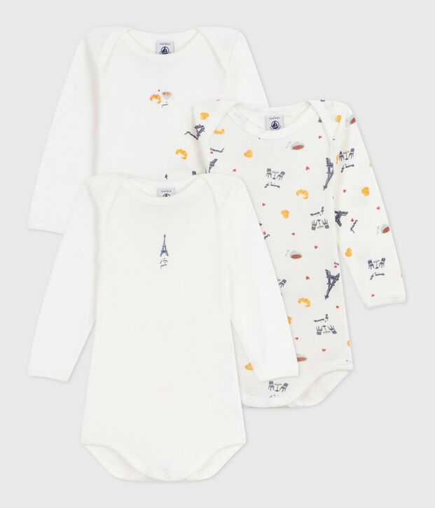 Set di body a maniche lunghe in cotone con stampa Parigi neonato multicolore
