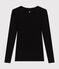 T-shirt a maniche lunghe con scollo a ballerina donna   nero BLACK