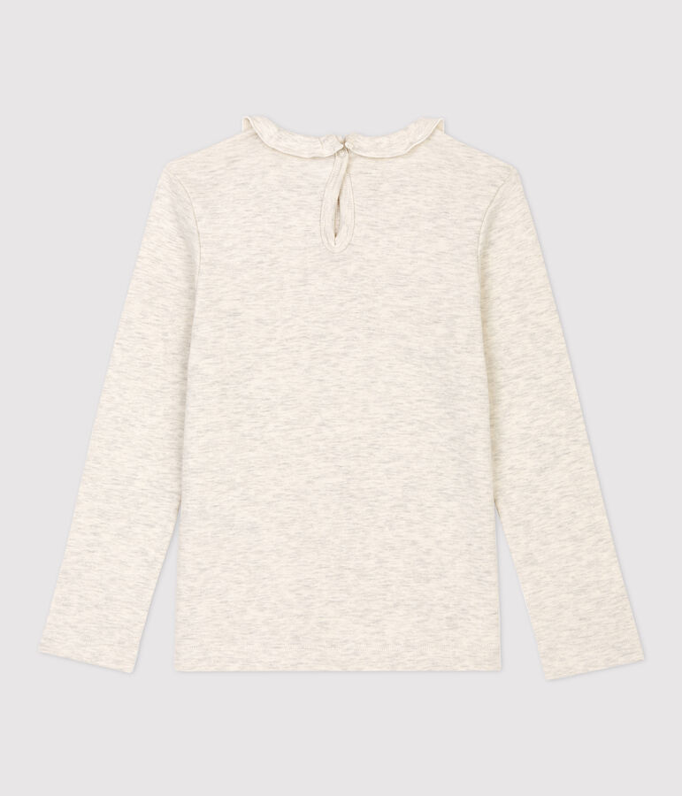 T-shirt bambina a maniche lunghe in cotone beige