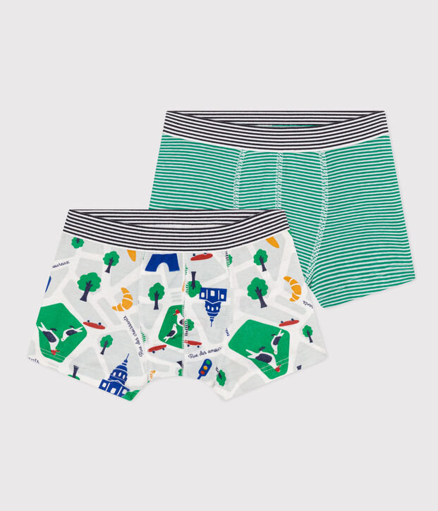Confezione da 2 boxer Parigi in cotone bambino multicolore