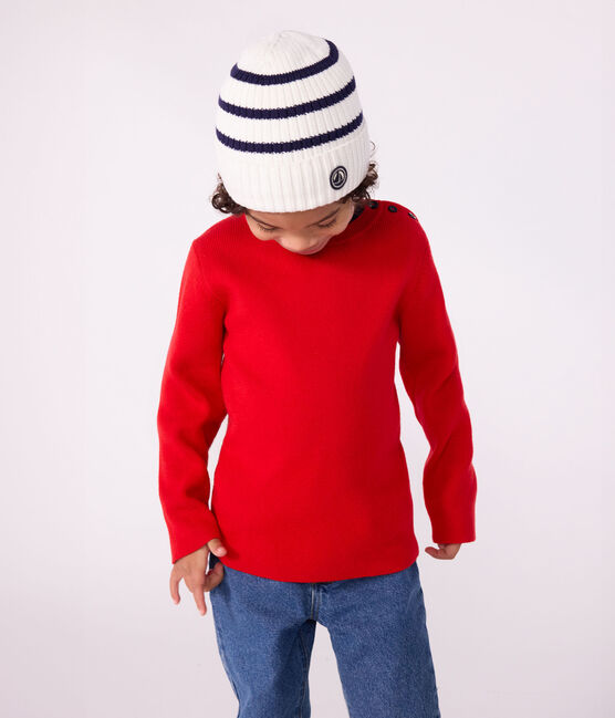 Cuffietta in maglia a righe foderata in pile bambino blu MARSHMALLOW/ SOIR