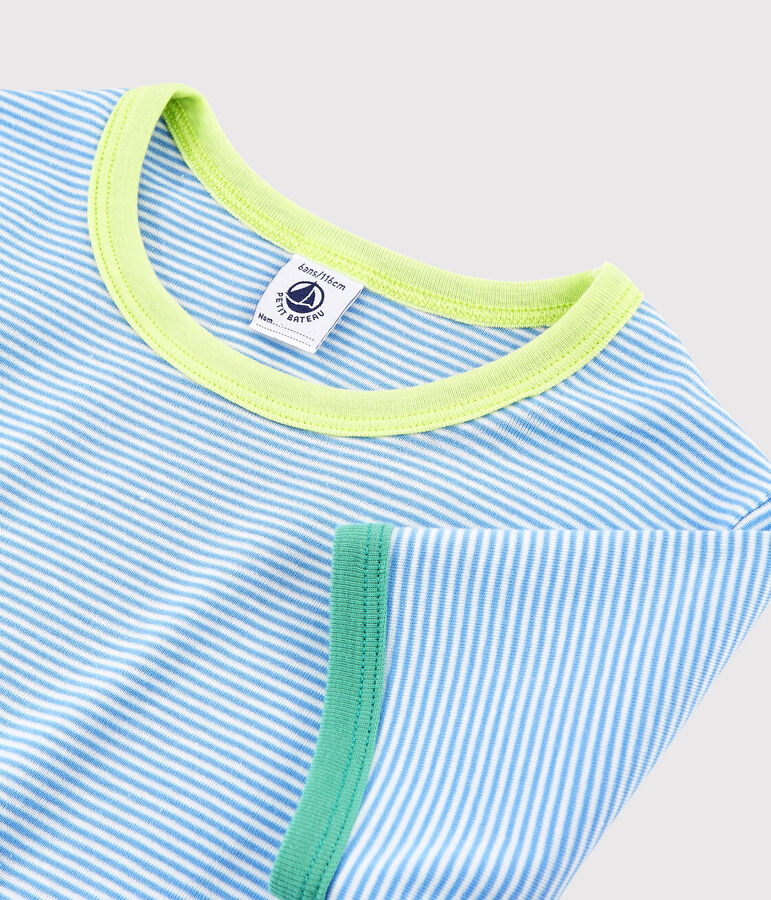 Pigiama corto bambino in cotone blu/bianco