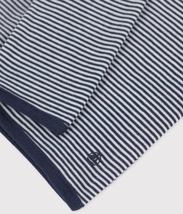 Cardigan beb&egrave; millerighe in cotone biologico blu/bianco