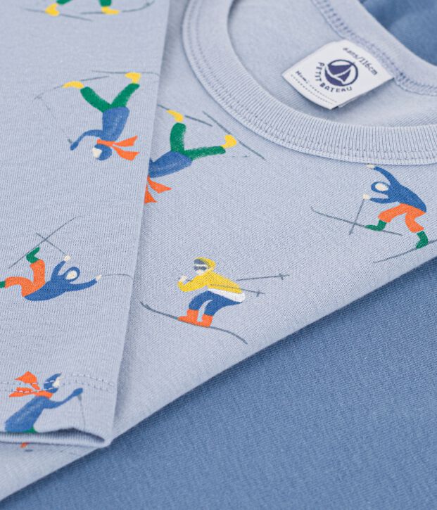 Set di T-shirt a maniche lunghe in cotone fantasia bambino multicolore