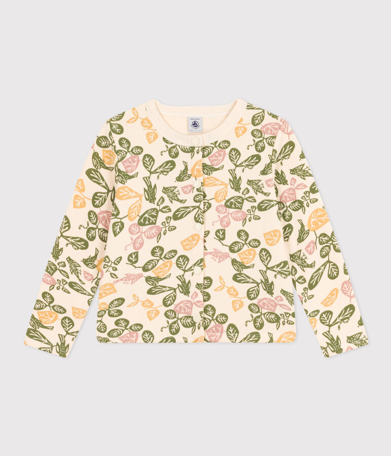 Cardigan in cotone bambina ecru/multicolore