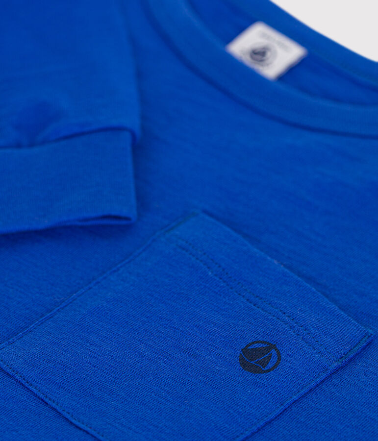 T-shirt a maniche lunghe in jersey flamm&eacute;  bambino blu