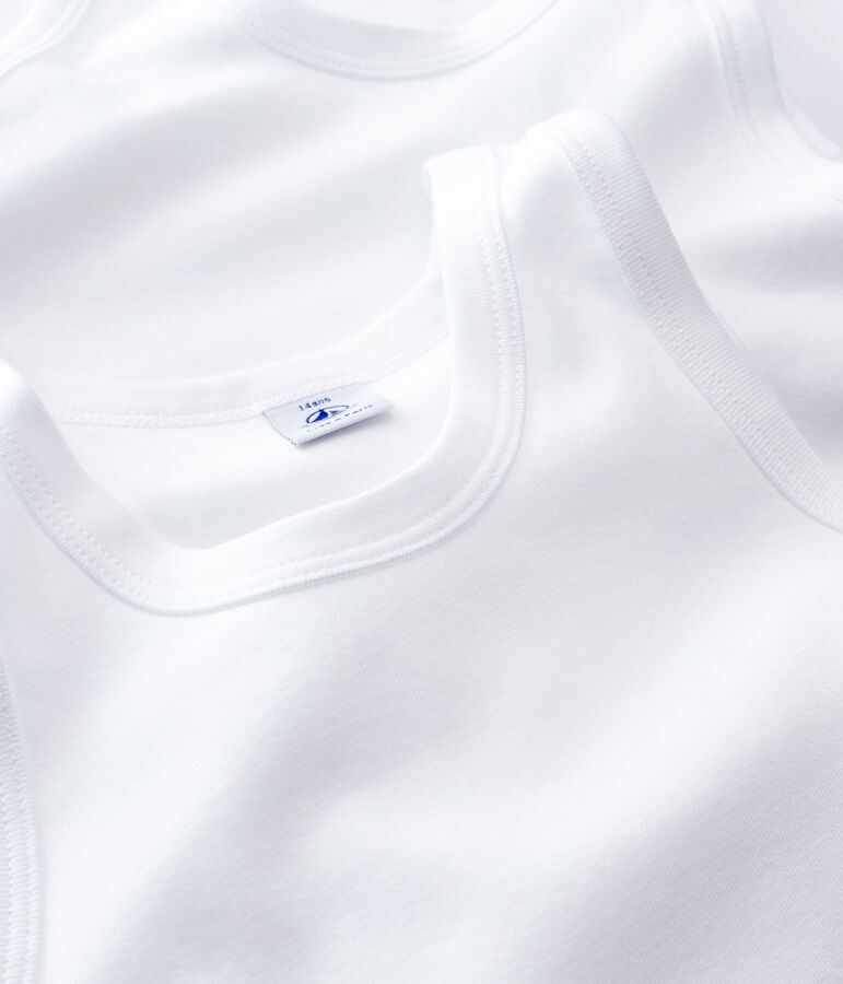 Confezione da 2 canottiere ragazzo bianche in cotone biologico variante 1