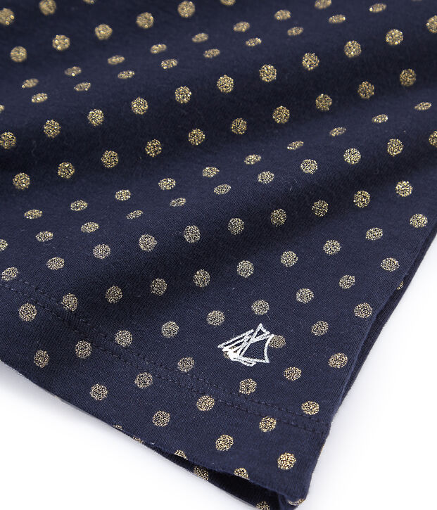 Dolcevita a pois per bambina blu/giallo