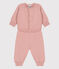 Completo 2 pezzi bebè in maglia di lana e cotone rosa SALINE