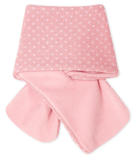 Sciarpa bebè unisex foderata in pile rosa CHARME/bianco MARSHMALLOW