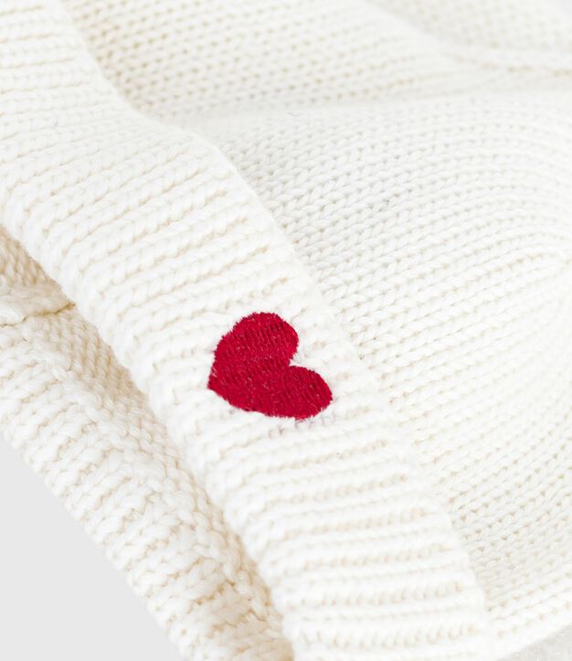 Cuffietta neonati unisex in cotone lavorato a maglia bianco