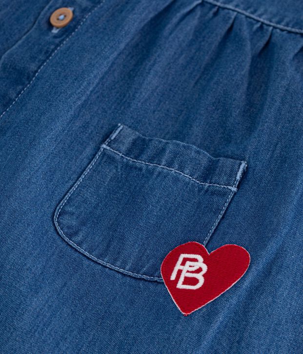 Abito a maniche lunghe con colletto in denim neonato blu