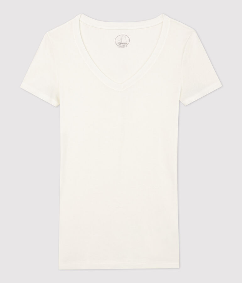 T-shirt a costine leggera Donna bianco