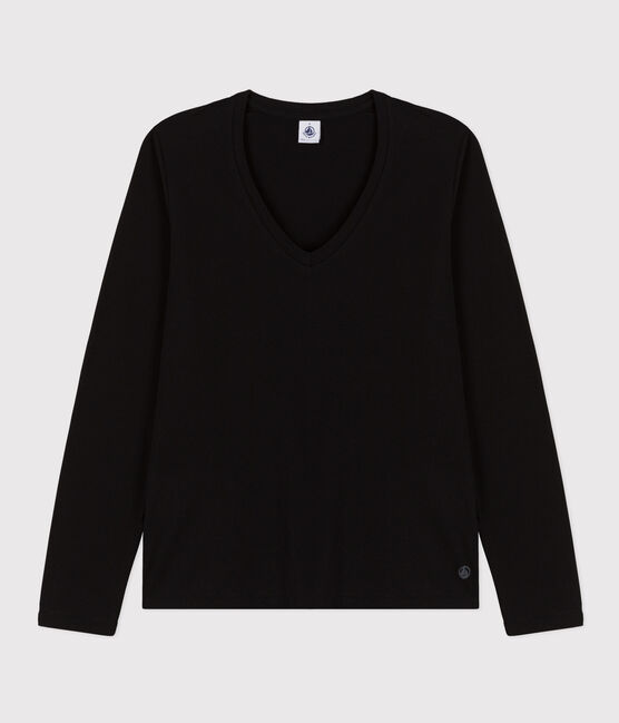 T-shirt LE DROIT scollo a V in cotone Donna nero NOIR