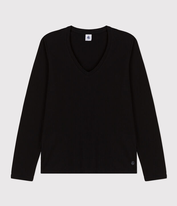 T-shirt LE DROIT scollo a V in cotone Donna nero