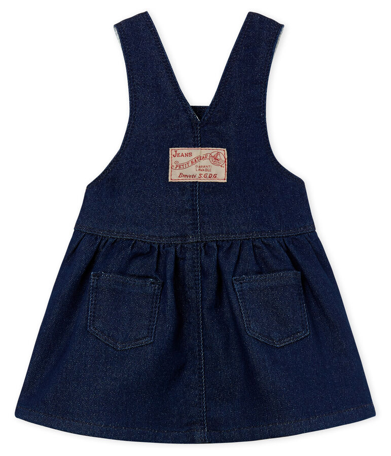 Abito salopette bambina in maglia effetto denim blu MEDIEVAL/beige ECRU CN