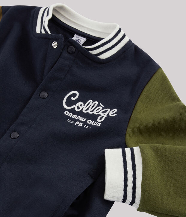 Giubbotto stile college bambino blu/verde