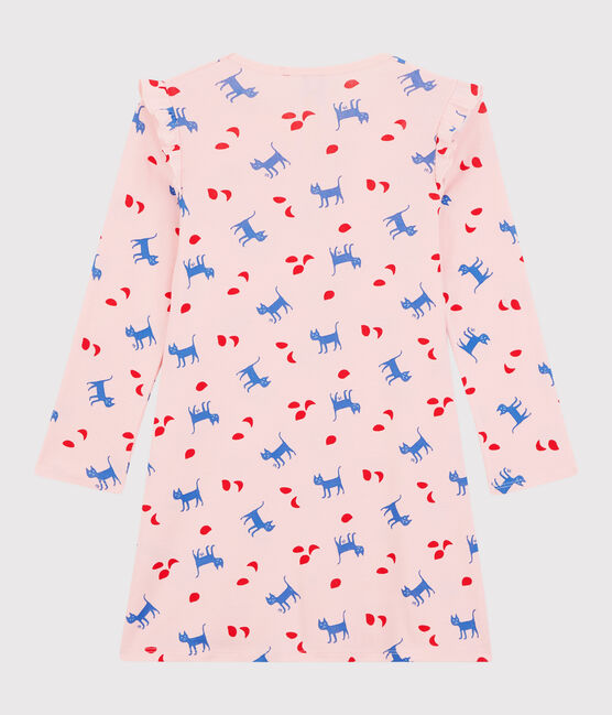 Camicia da notte a manica lunga con motivo gatti rosa MINOIS/bianco MULTICO