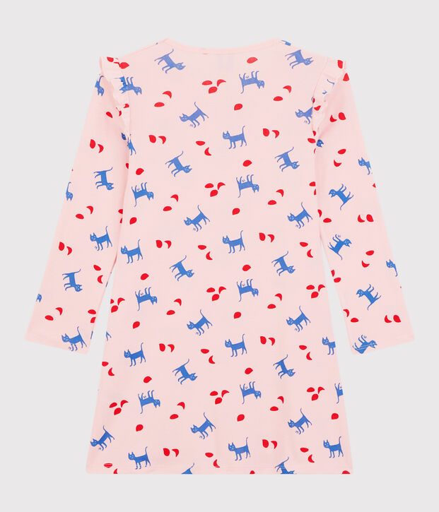 Camicia da notte a manica lunga con motivo gatti rosa/multicolore