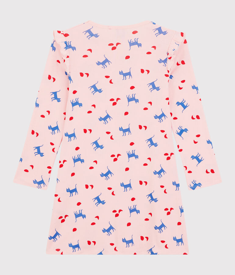Camicia da notte a manica lunga con motivo gatti rosa/multicolore