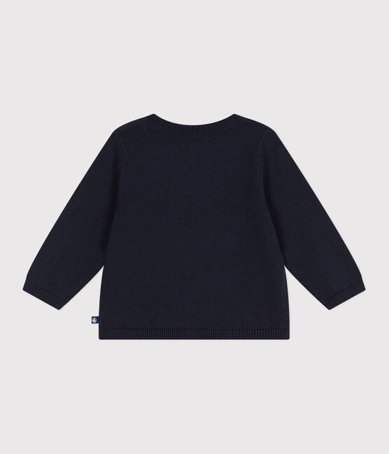 Cardigan in maglia di cotone tinta unita neonato blu SMOKING