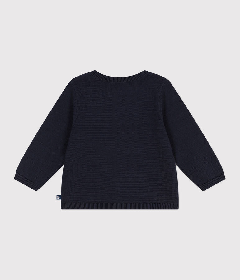 Cardigan in maglia di cotone tinta unita neonato blu