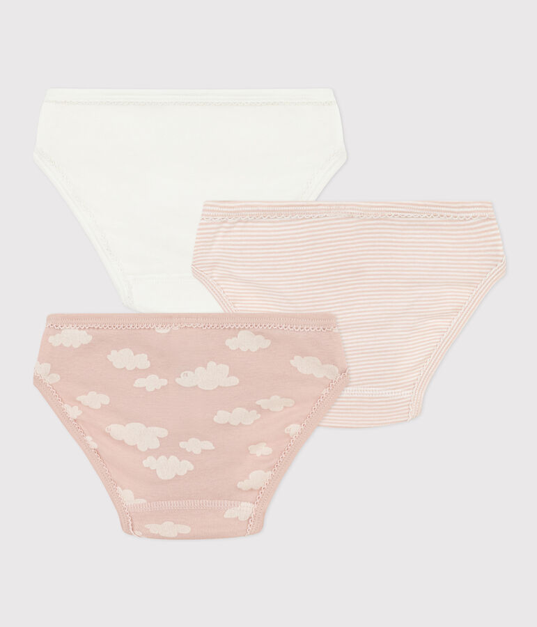 Confezione da 3 slip bambina in cotone nuvole multicolore